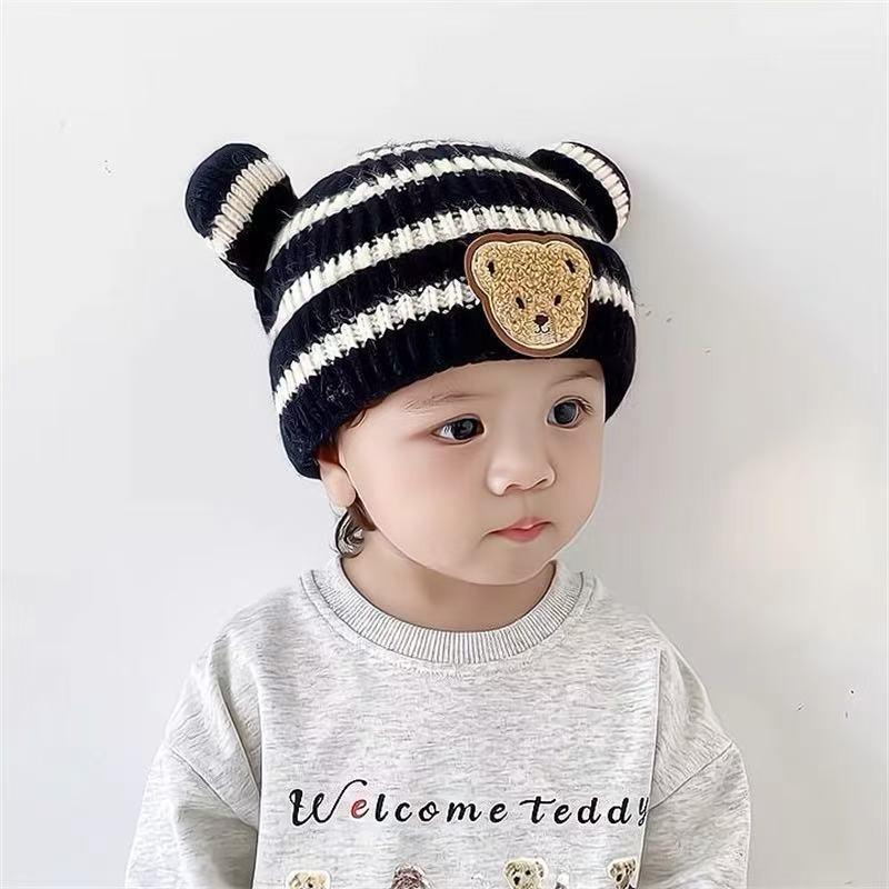 Plüsch-Babyschal, zweiteiliges Mützenset, Winterbabymütze, warmer Ohrenschützer für Männer und Frauen, Überziehmütze, niedlich und niedlich.