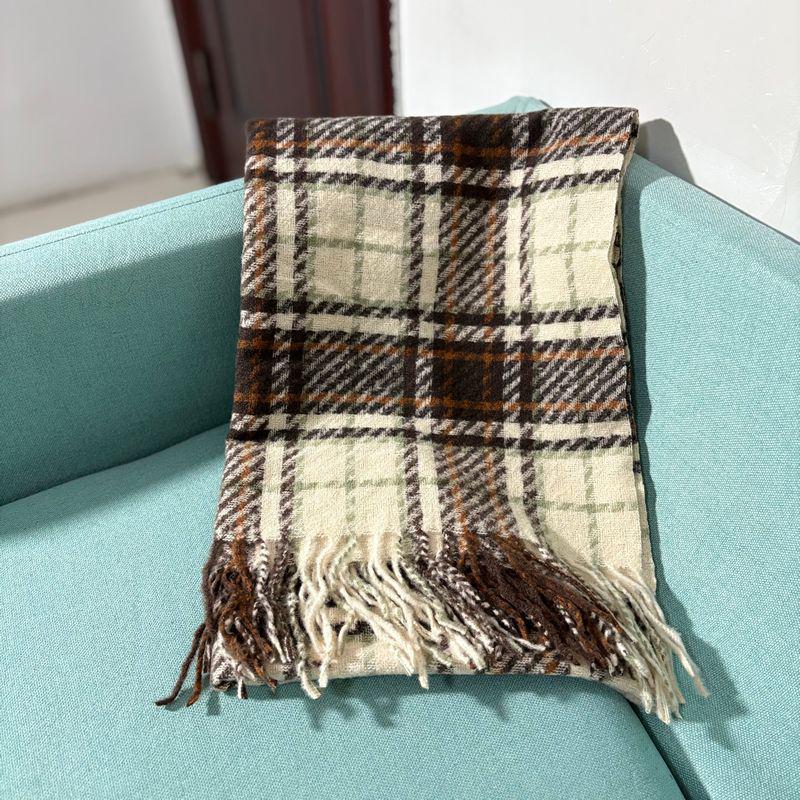 Women's Faux Cashmere Plaid Scarf - Korean Style, Thick & Warm Autumn/Winter Shawl