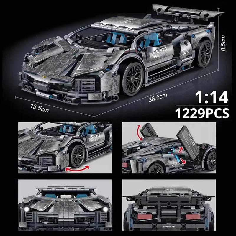 Technical Super Speed Green Lamborghinis Active Car Model Building Blocks Assemble Famous Vehicle Bricks Kid Toys for Adult Gift