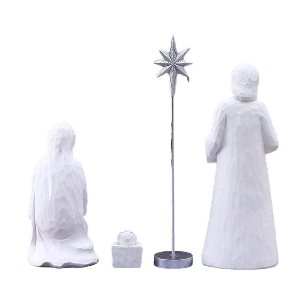 Festive Christmas Decor  Home Ornament Hand-Painted Religious Nativity Scene Statue for Christmas Showcase