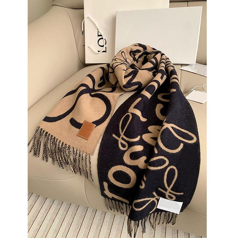 

Двосторонній кашеміровий шарф для жінок чоловіків, 180x30 см Розкішні зимові шарфи з подарунковою коробкою, М які теплі модні шарфи з принтом літер 180-30cm