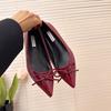 Nei Zeng leather retro pointed bow Mary Jane shoes women's high-end versatile flat shoes