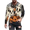 Spring and Autumn Round Neck Halloween Pattern 3D Printed Top Fashionable Casual Long Sleeved Men's T-shirts