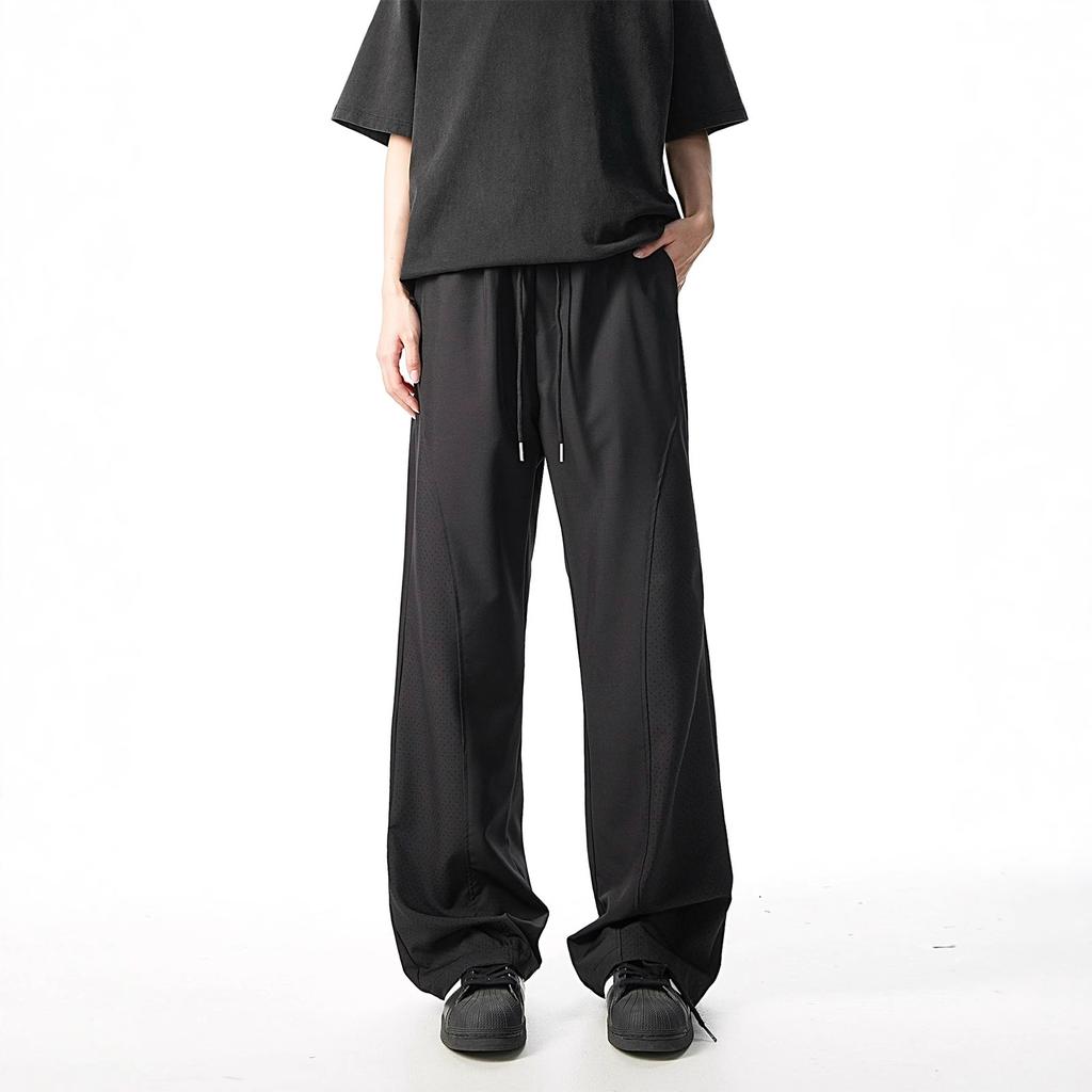 Mesh breathable ice silk scimitar pants men's summer American light and cool sports casual pants drape versatile and slightly pulled pants