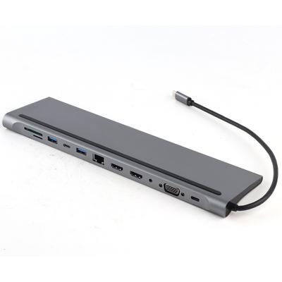 Stacja Dokująca 12-w-1 Type-C na Podwójne HDMI Wyświetlanie tego samego ekranu USB VGA PD RJ45