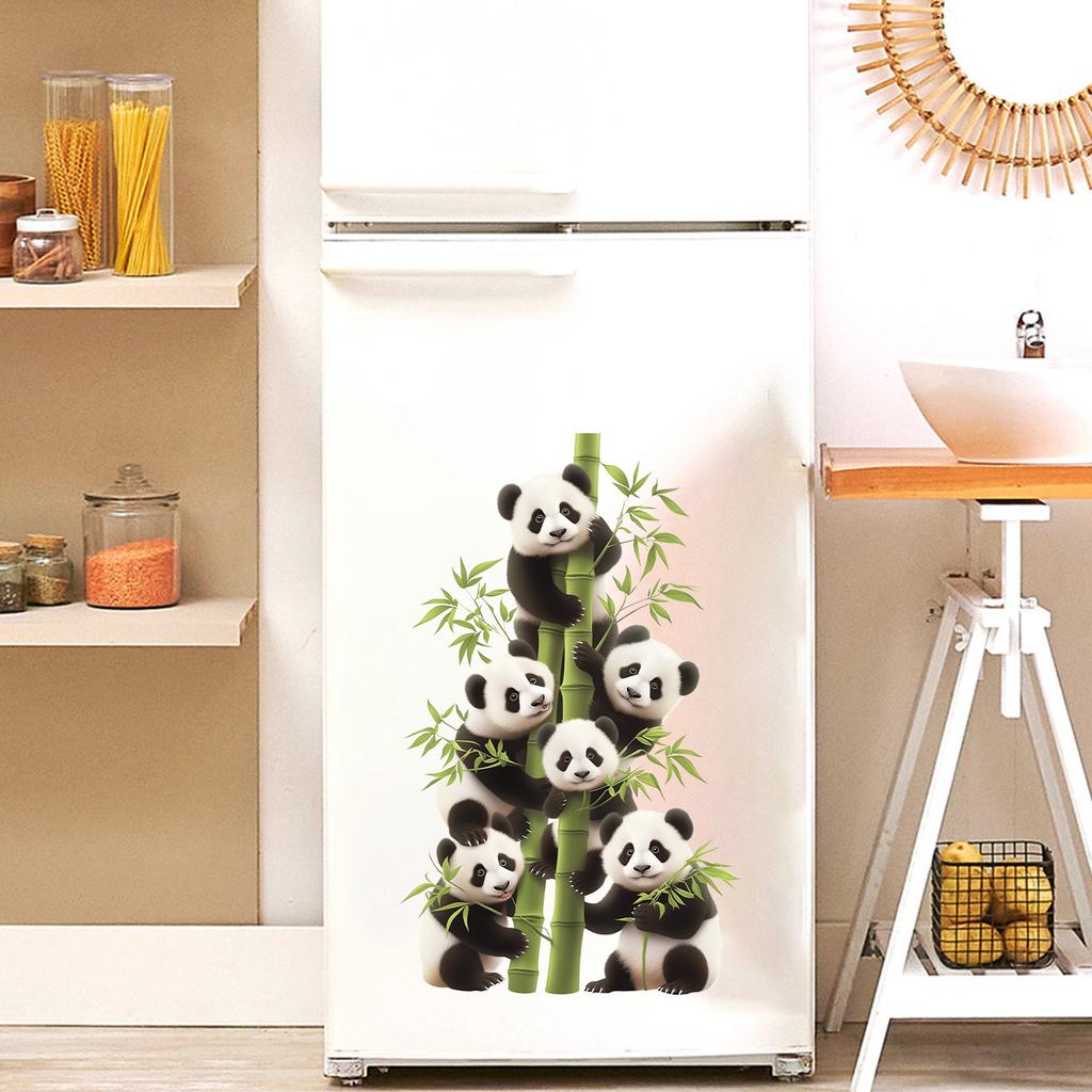 Cute Panda with Bamboo Wall Stickers for Home Decor Living Room Bedroom Wall Decals