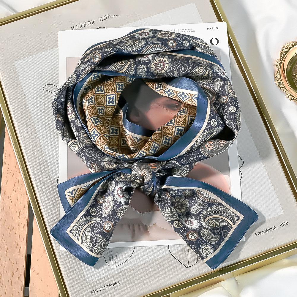 16*145CM 100% Mulberry Silk Scarf Double-Layer Double-Sided Long Narrow Ribbon Scarf Spring Summer Neck Scarf & Hair Tie