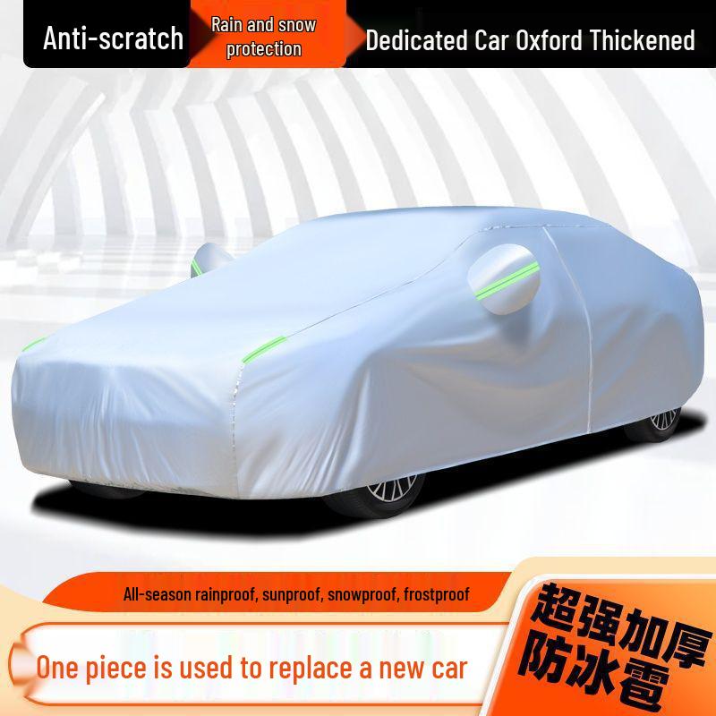 All-Season Oxford Car Cover: Sun, Rain, Snow & Frost Protection with Heat Insulation - Thickened Universal Fit for Outdoor Use.