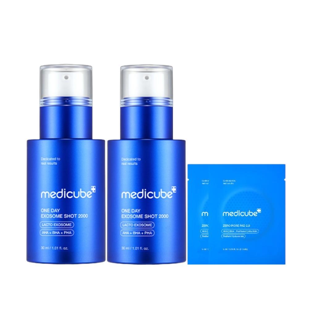 Medicube Zero Exosome Pore Ampoule 2000, Pore Refining & Texture Smoothing Serum, 30ml (2-Pack + 4 Bonus Pads)