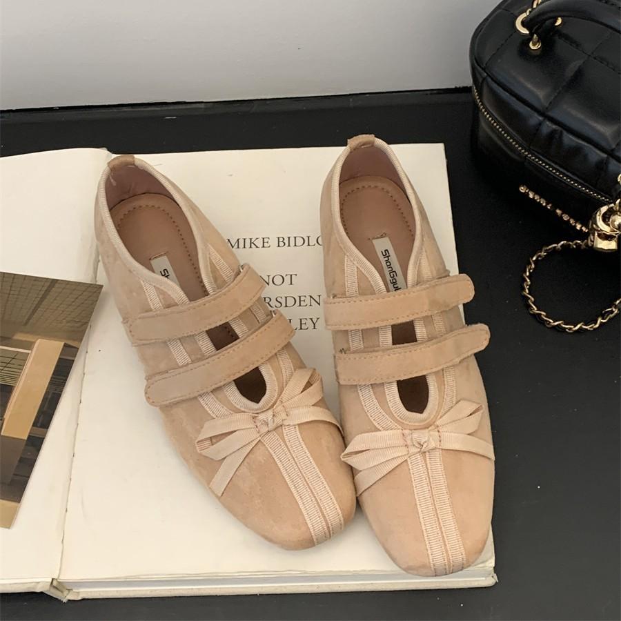 Fengliya Korean Version Design Flat-bottomed Sports Casual Shoes Single Shoes Mary Jane Shoes Fashion Bow Round Head Women