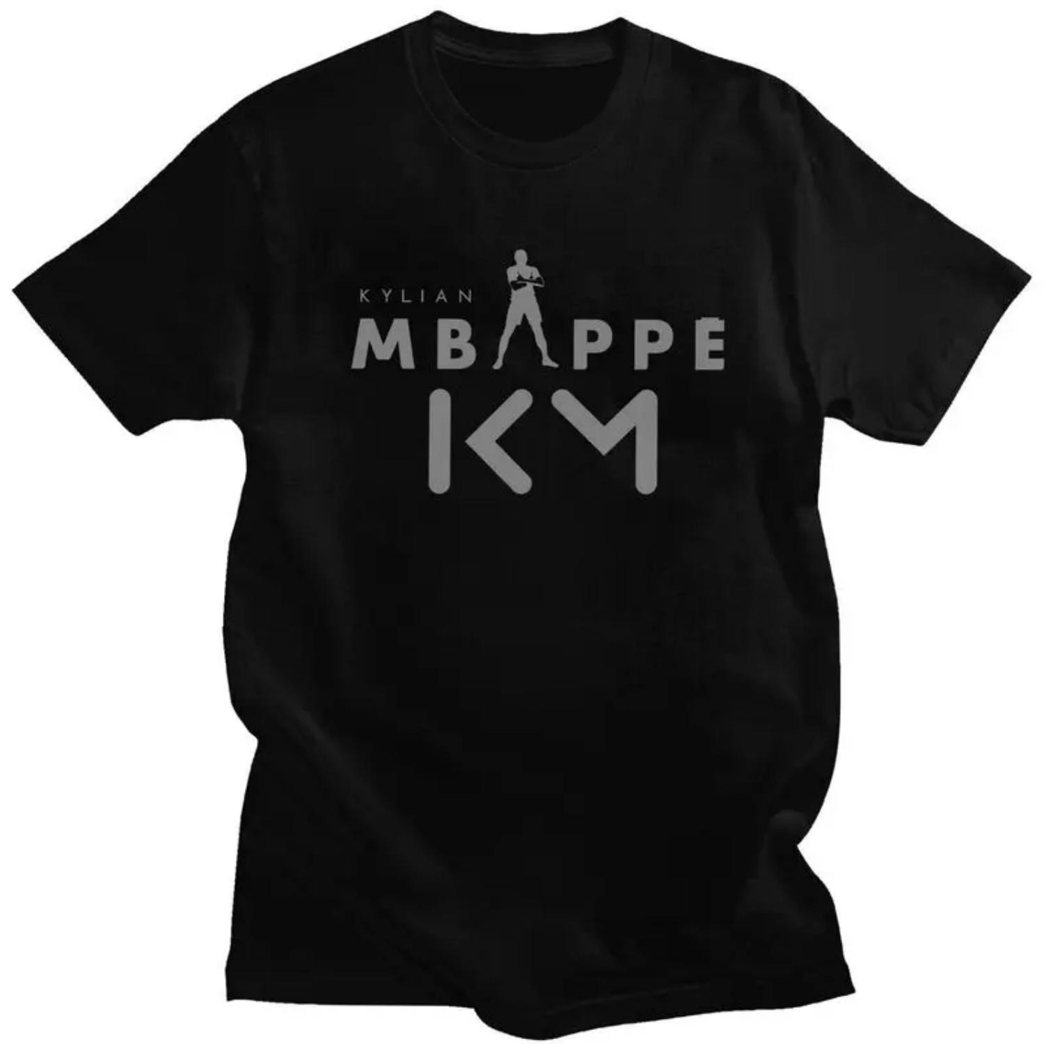 

Custom Soccer Gift Mbappes KM Logo T Shirt Men 100% Cotton T-shirt Casual Football Lover Tee Tops Streetwear Tshirts S чёрный