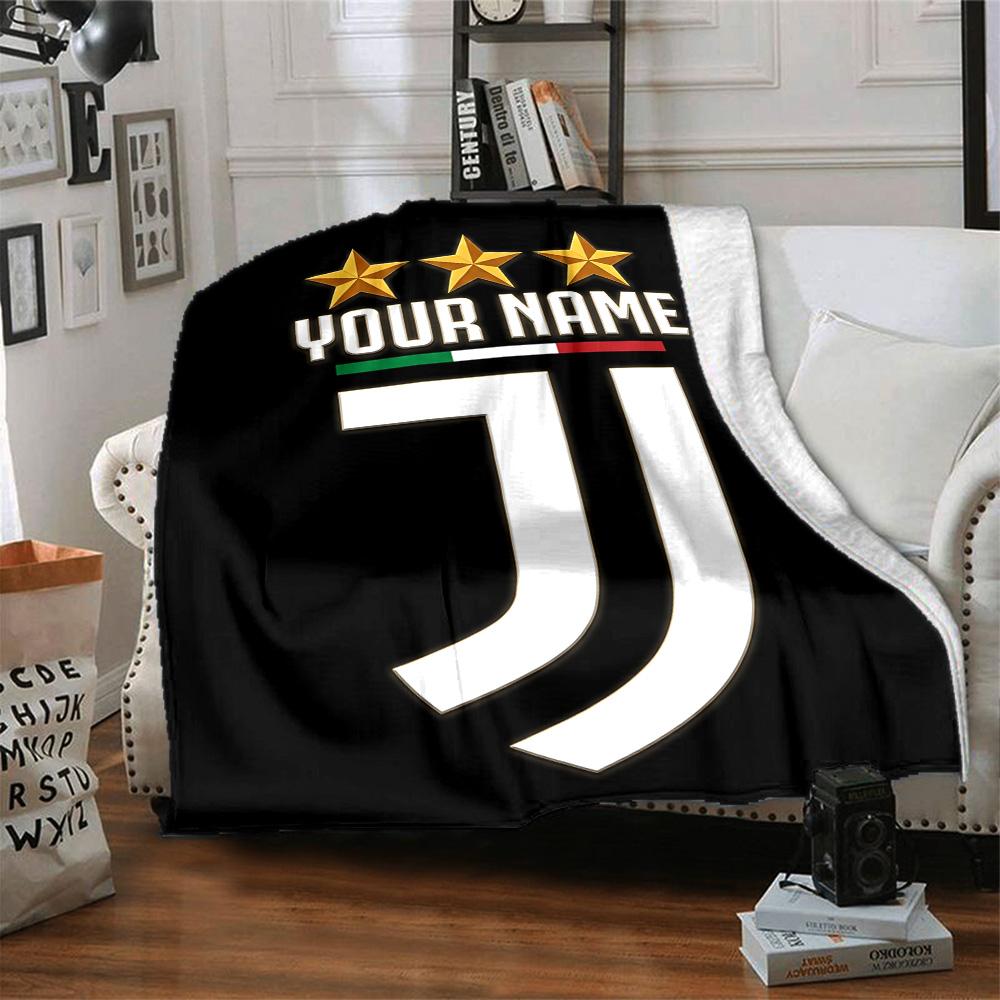 1pc Personalized Name Juventus Blanket, Gift, for Men and Women, Soft Blanket, Good for Sofa Bed Couch Travel, Lightweight Flannel Blanket
