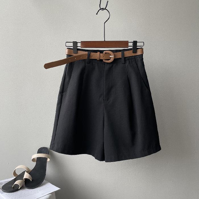 Wide Leg Shorts Women Summer Cotton A Line Short Pants Office Lady Classic Loose Casual Zipper Women's No Belt