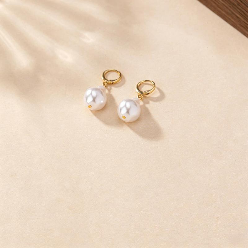 1Set Women Necklace Beaded Faux Pearls Bridal Jewelry Elegant Stud Earrings for Wedding A1