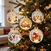 Creative Christmas Souvenirs Lighted Ornaments, 3D Miniature Scene Hanging Balls with Warm LED Light, Cute Winter Baubles Reindeer Penguin Bear Clear