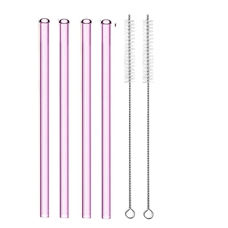4 szt. 20 cm Szklane Słomki do Picia Wielokrotnego Użytku Kolorowe Szklane Słomki do Napojów Sok Ekologiczne Słomki Koktajlowe Barowe Naczynia do Picia