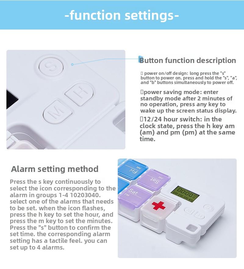 7 Day AM PM Pill Organizer with Alarm Reminder Large Capacity Vitamin Box for Travel Home Medication Management