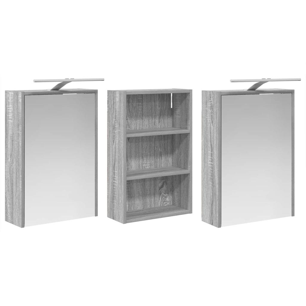 Bathroom Cabinet Set 3 Pcs 126 X 16 X 62.5 Cm Engineered Wood