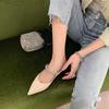 Grape Mother Same Mary Jane Single Shoes Women's Flat Summer Bag Head Pointed Rhinestone Rear Empty Cool Slippers