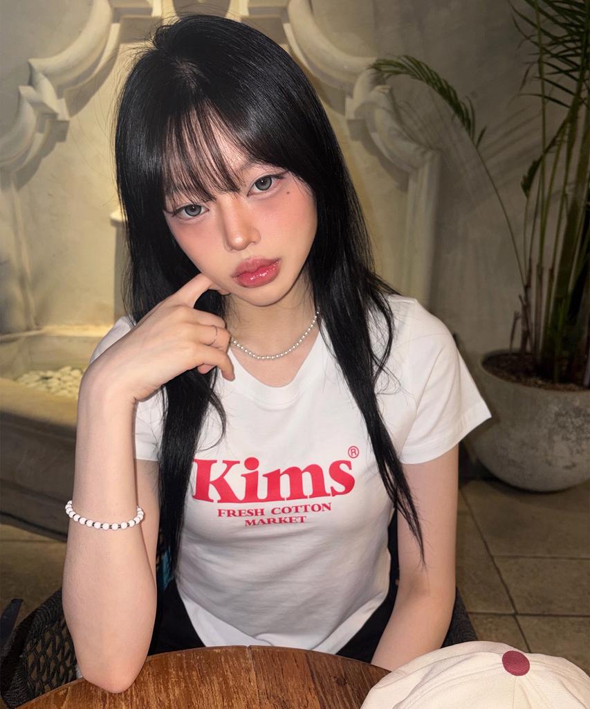 Kimseupeulesikoteunmakes (Unisex) Kims Bam Logo Tee White(Red)