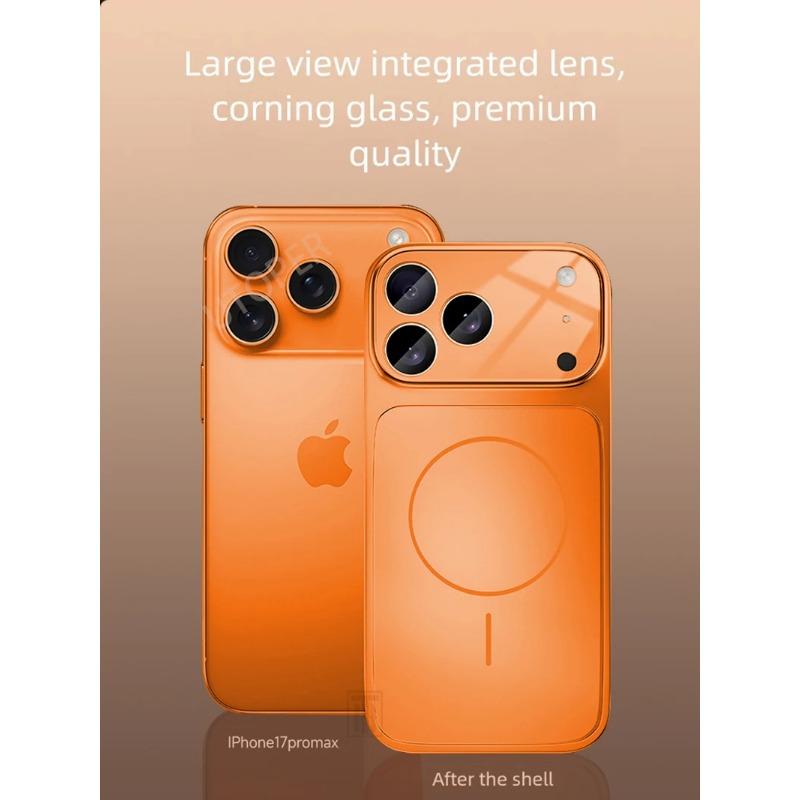 Luxury Large Frame Glass Lens Protect New Phone Case for iPhone 17 Air 16 15 14 13 Pro Max 17 Pro Magsafe Magnetic PC Hard Cover