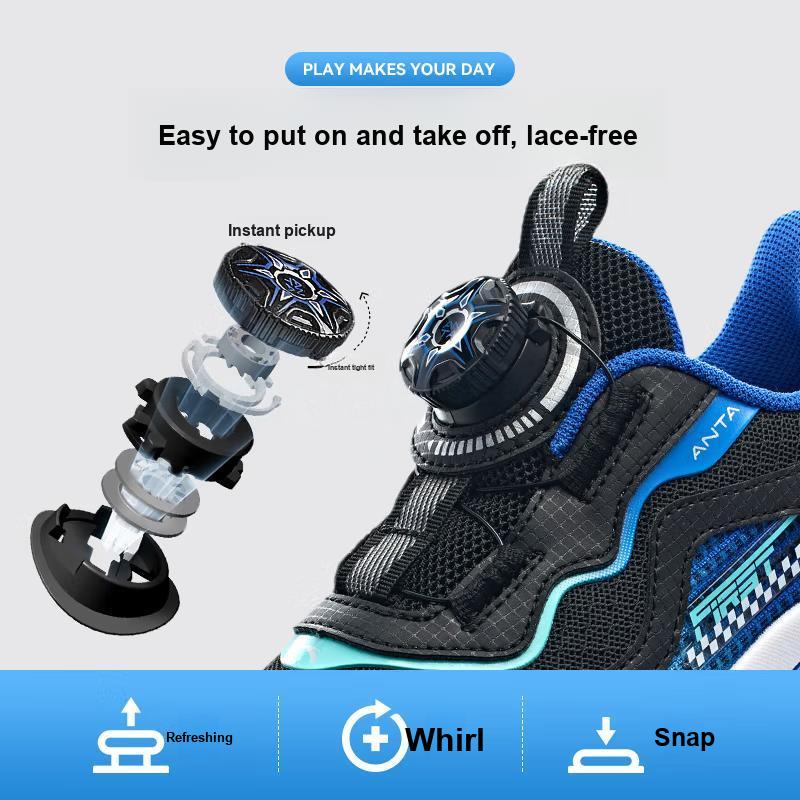 Anta Kids Soft Body Measurement Anti-Slip Shock Absorption Low-Top Running Shoes Kids sneakers Black A12439919-2