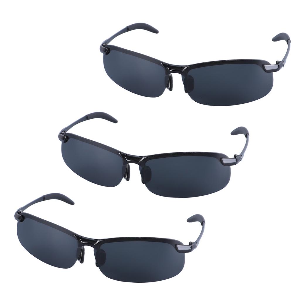 3 Pcs Polarized Sunglasses Color Changing Grey Polarized Sports Sunglasses for Men Baseball Cycling