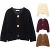 Women Sweater Tops O-Neck Long Sleeve Single Breasted Knitting Coat with Pockets Solid Color Sweater Cardigan