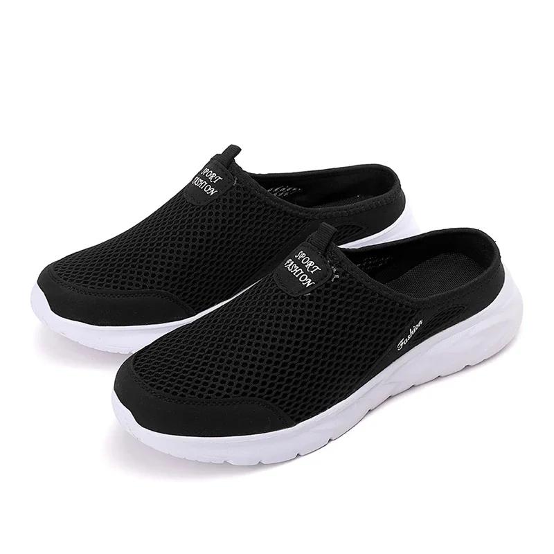 

MAEDEF Mesh Shoes for Men Soft Breathable Summer Lightweight Comfortable Casual Shoes Slip-On Walking Male Slippers Men Sneaker 40 черный белый