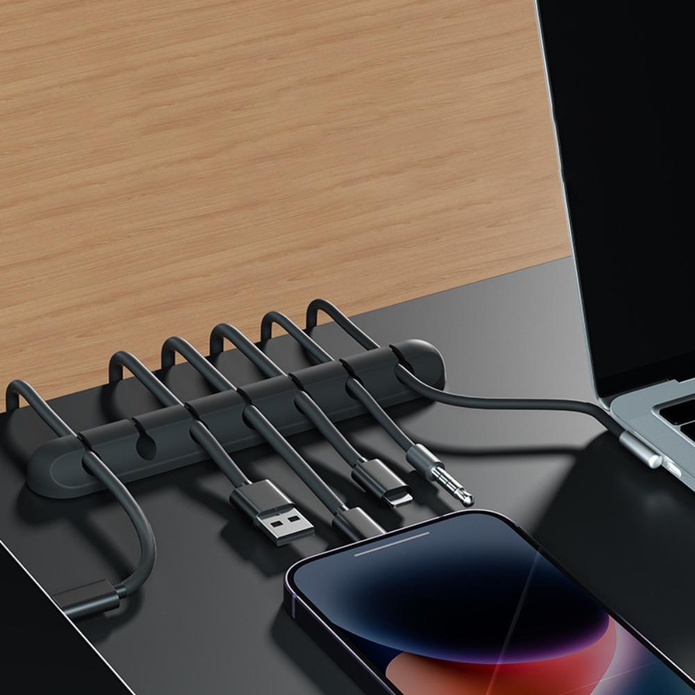 New Black Cable Organizer Silicone Desktop Tidy Wire Holder Flexible USB Cable Winder For Mouse Keyboard Earphone Protector