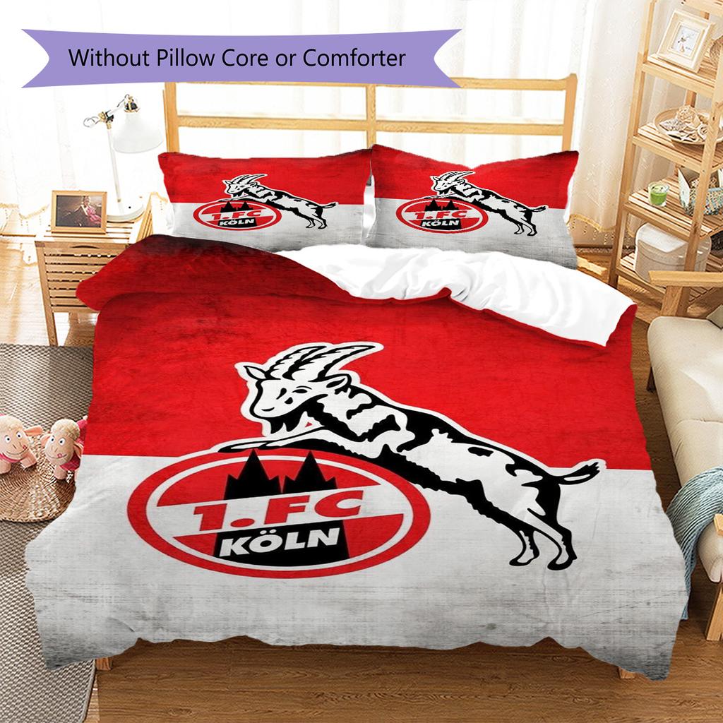 1. FC Köln Pattern Bedding Set Quilt Cover Pillowcase Home Decor Gift (1 * Duvet Cover + 2 * Pillowcase, Without Core)