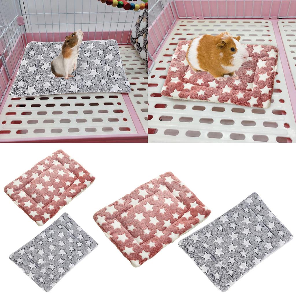 2pcs Small Animal Bed Pad Pet Bed Cushion Cage Accessories Toy Hamster Plush Bedding Mat for Chipmunks Rabbit Winter Mat