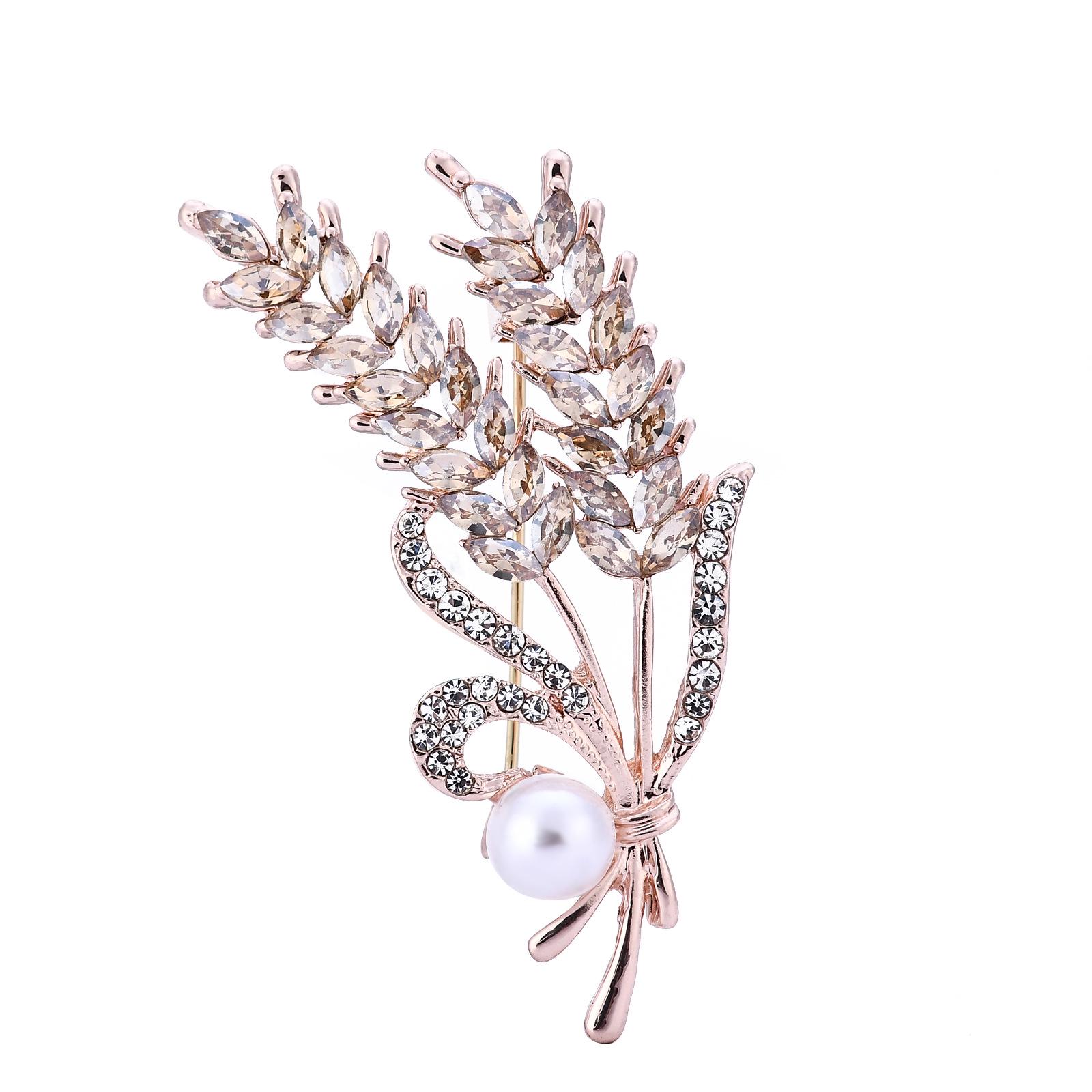 Korean Rhinestone Wheat Ear Brooch: Elegant Silk Scarf Buckle & Waist Cincher