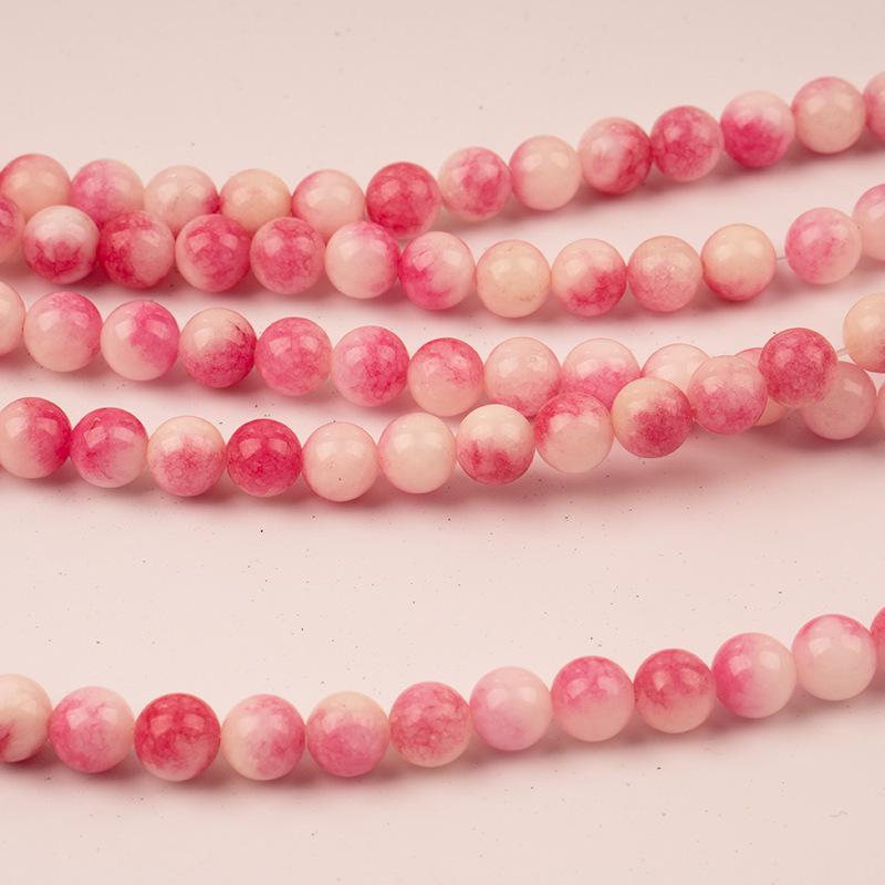 Peach Jade Chalcedony Loose Beads for DIY Bracelet Jewelry