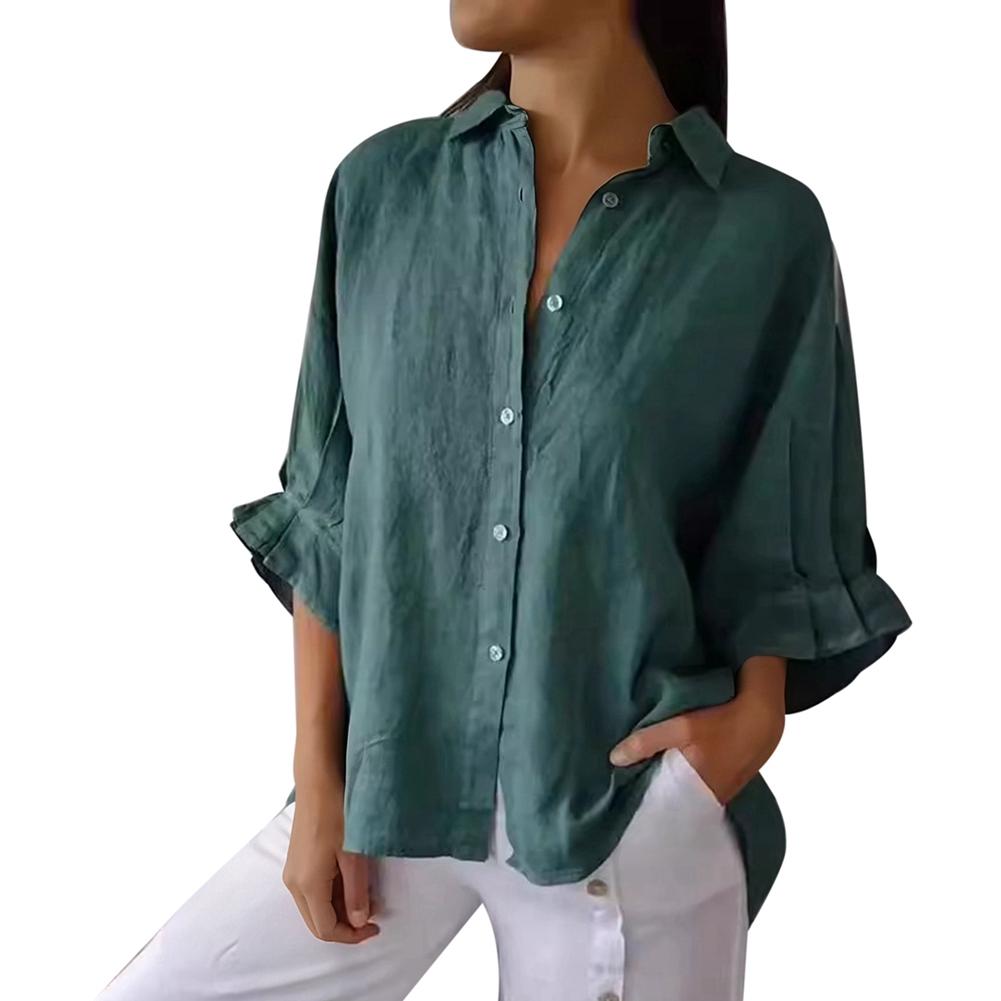 Women's Back-Tie Blouse Long Sleeve Button Shirt Open-Back Shirt