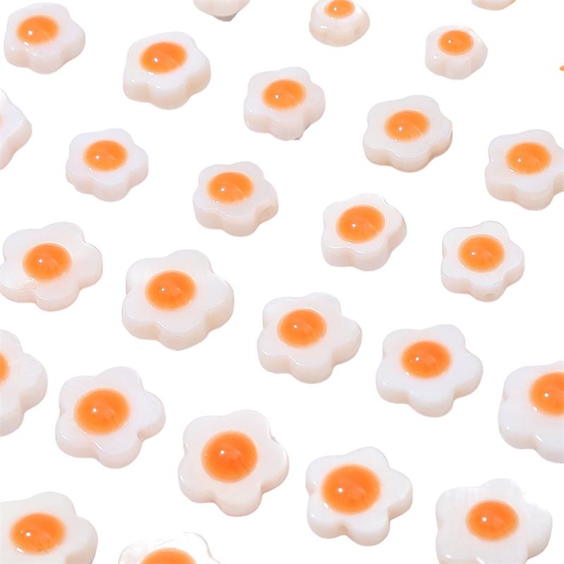 Natural Freshwater Shells Flowers Beads Double-Sided Egg Yolk for DIY Jewelry