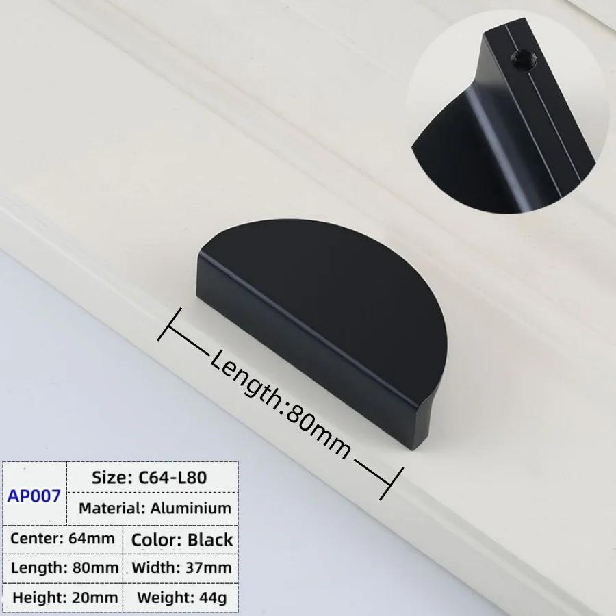 Modern Semicircle Cabinet Door Handles Cupboard Closet Furniture Door Handle Aluminum Alloy Half Round Drawer Pulls