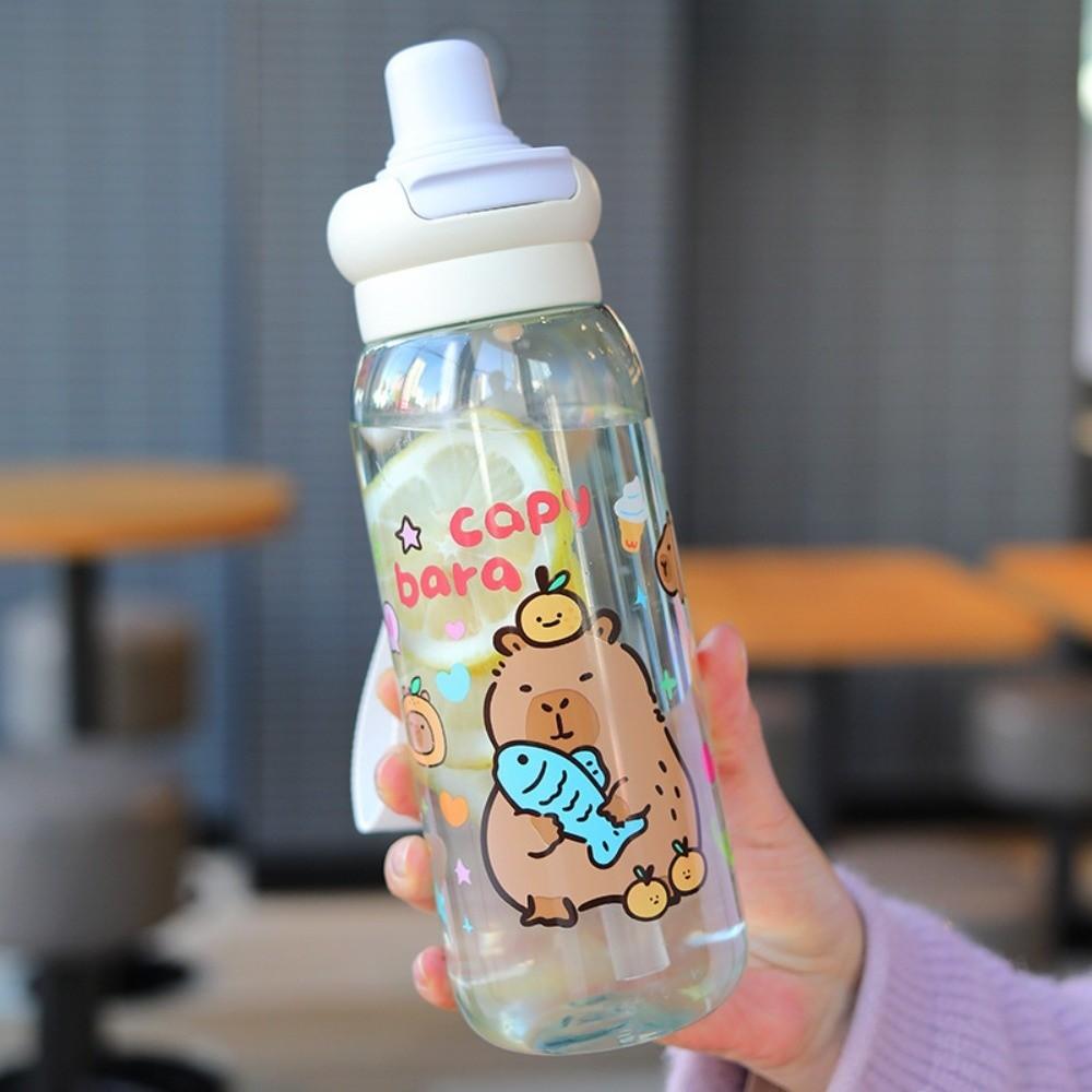 Cartoon Large Capacity Capybara Plastic Cup 750ml Double Drink Water Cup Portable Anti-drop Children Water Cup for Children