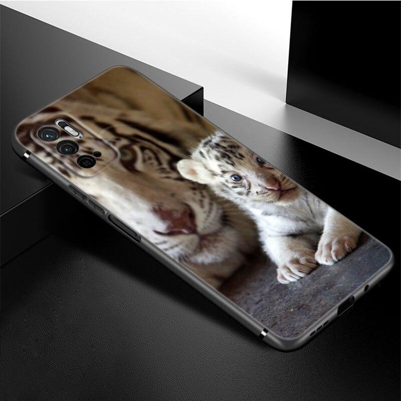 Cute Little Tiger Phone Case For Xiaomi Redmi Note 11 10 9 8 Pro 11T 5G 10T 10S 9S 9T 9i 9C 9A 8T Soft TPU Black Cover Funda