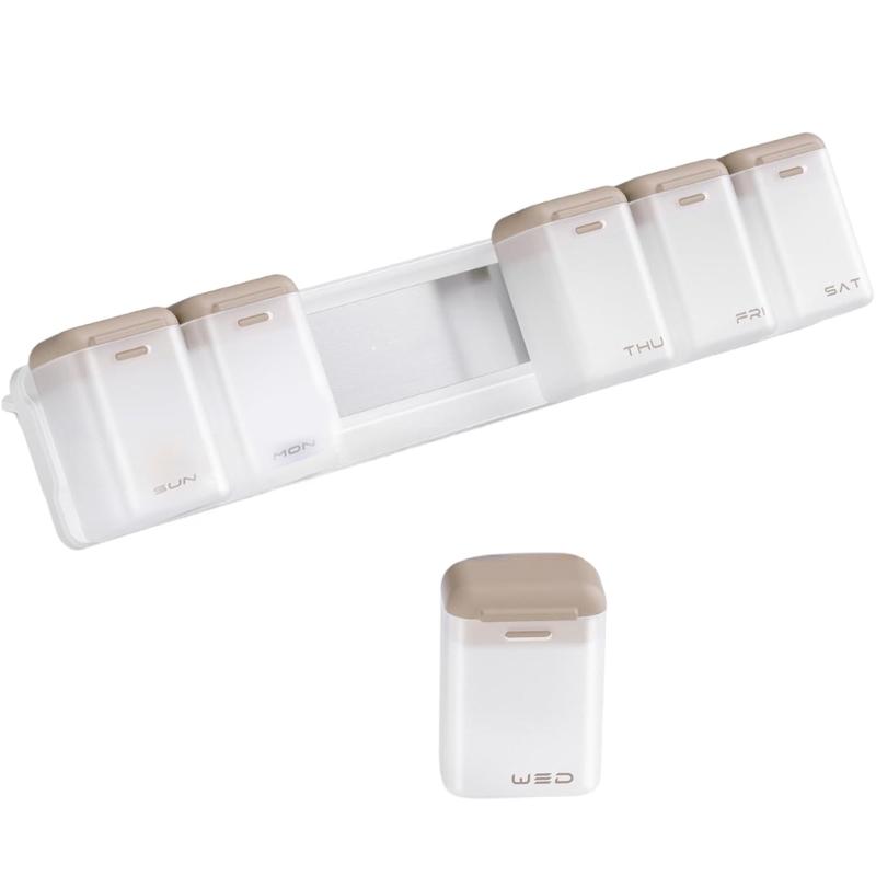 

Удобный магнитный контейнер для таблеток с надежной защелкой, 7-дневный контейнер для витаминов, безопасный пластиковый дизайн, органайзеры для таблеток 1