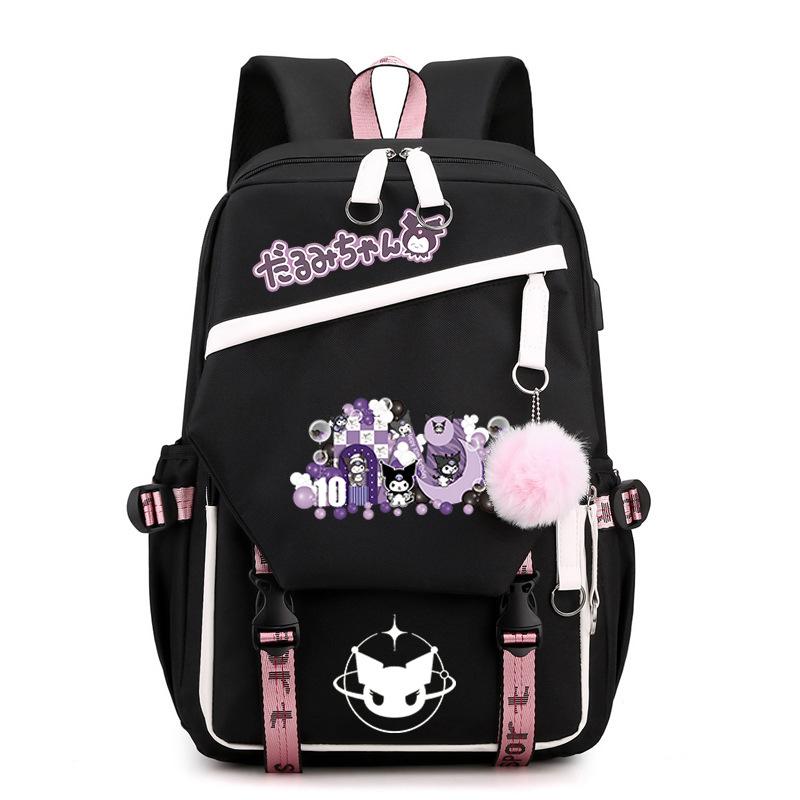 Kuromi Surrounding Cute Cartoon Print Student Schoolbag Japanese Girl Heart Backpack Schoolbag