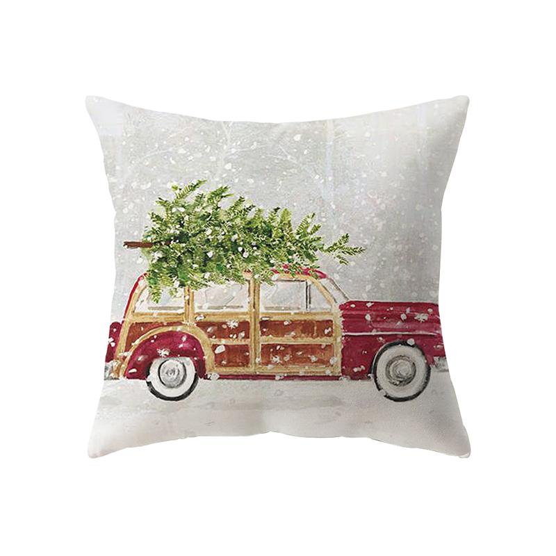 Merry Christmas Cute Santa Claus Print Pattern Cushion Cover Home Living Room Sofa Decoration Polyester Pillow Pillow Cover