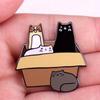 Cat Cardboard Box Brooch Cute 4 Cat Animal Badge Accessory