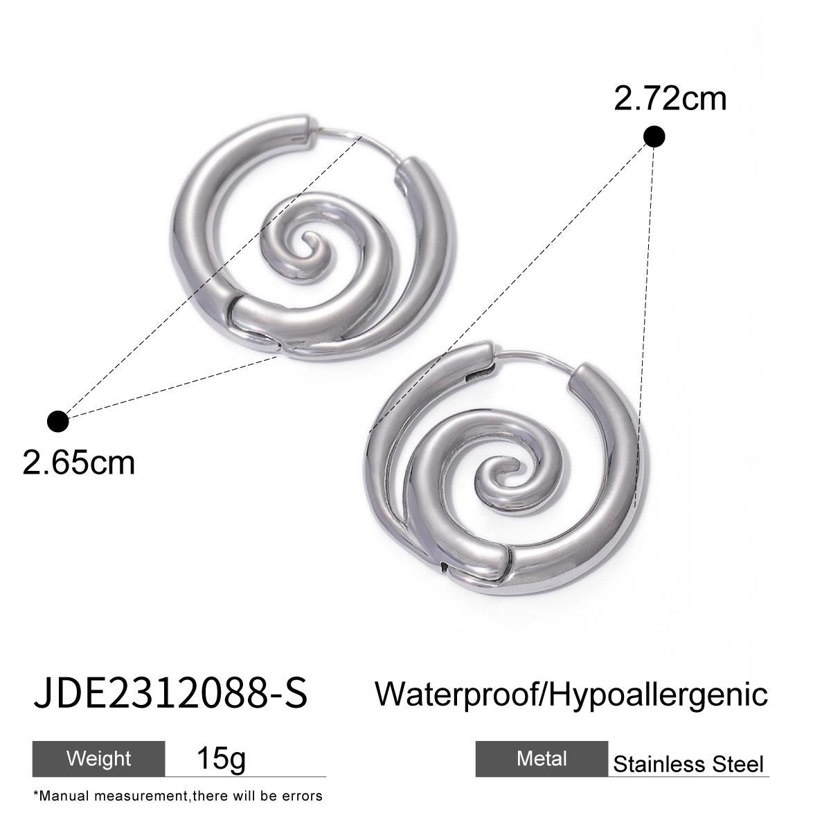 Youthway Exquisite Edelstahl Spiral Creolen Ungewöhnlich Antiallergisch Wasserdicht Metall Goldfarbe Schmuck Party Geschenk white