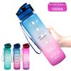 1L Gradient Frosted Travel Mug with Bounce Cover - 1000ml Space Cup, Large Capacity Student Water Bottle