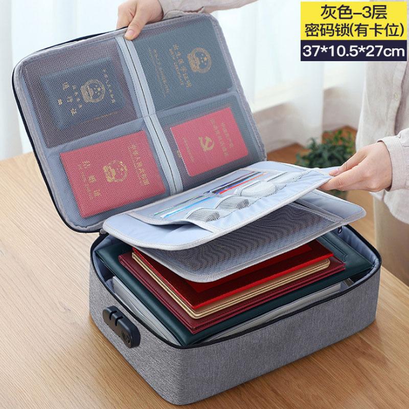 3Large Capacity Document Bag for Home Use, File Certificate Storage Bag, Multifunctional Password Lock Passport Holder Storage Pouch
