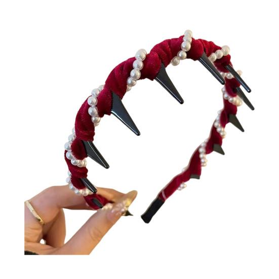Faux Pearl Headband Retro Style Twist Ribbon Women Hair Hoop