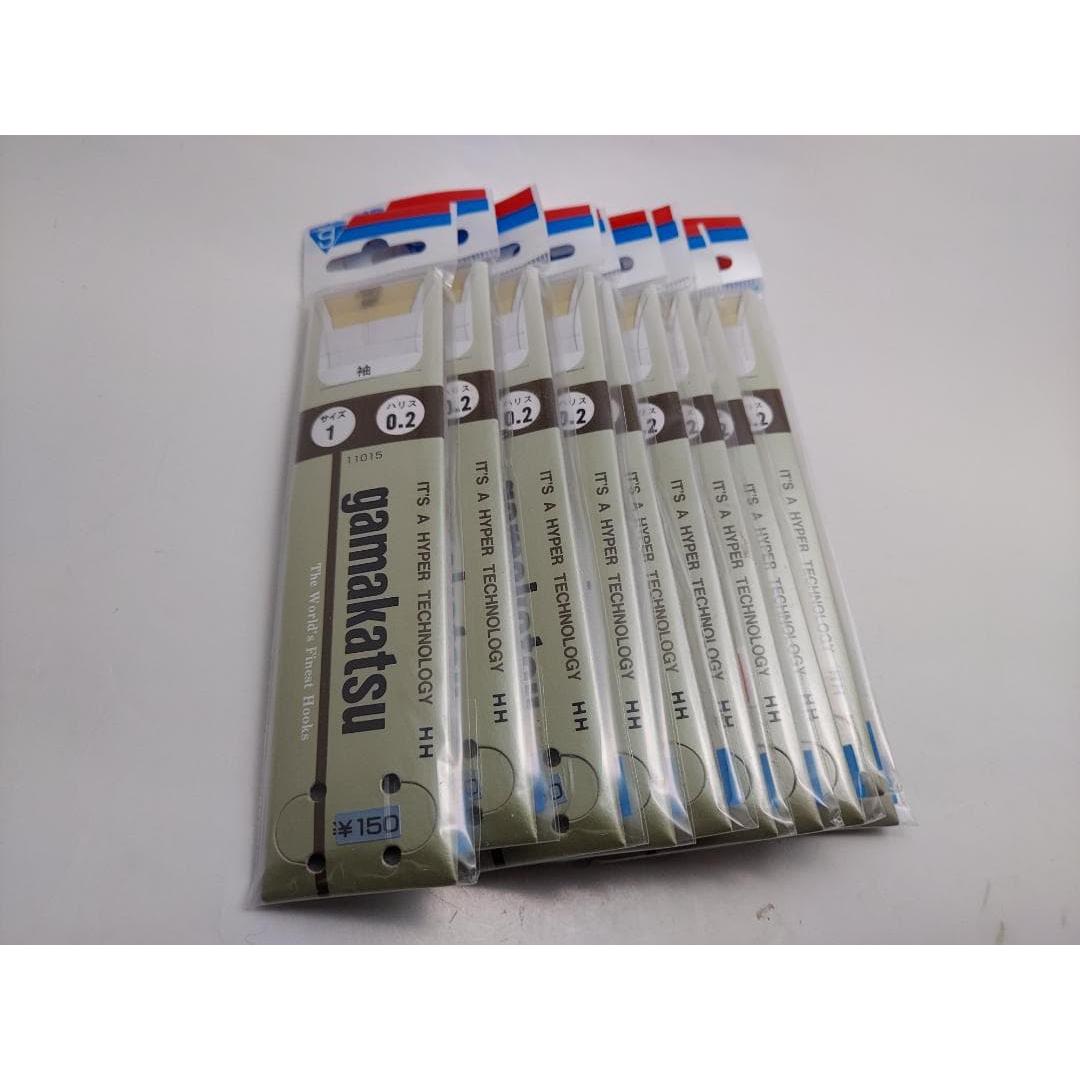 Used Gamakatsu hook with thread 2H sleeve (brown) Beam: No. 1 Harris: No. 0.2 30cm Set of 10 pieces