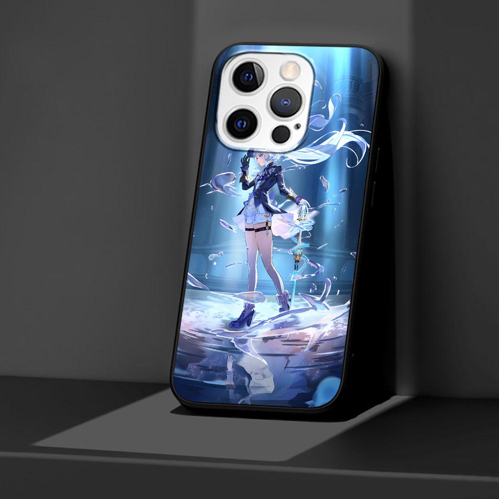 Genshin Impact Furina Case for Apple iPhone 14 11 7 SE 2020 8 X XS 13 12 Mini XR 15 Pro Max Silicone Black Soft Phone Cover