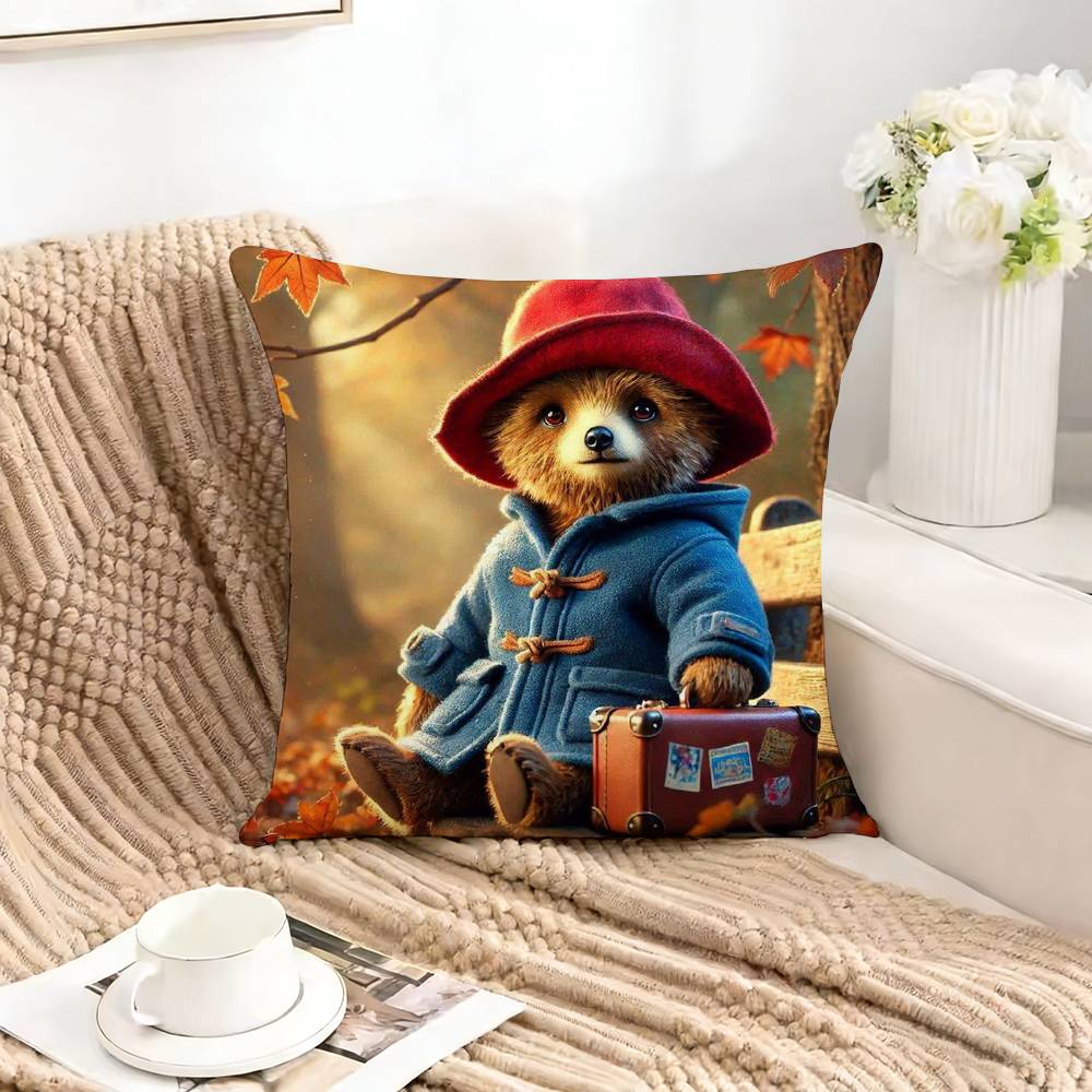 Classic P-Paddington B-Bear-Es Square Double-Sided Printed Pillow Case Bedroom Bedside Pillow Sofa Cushion Cover